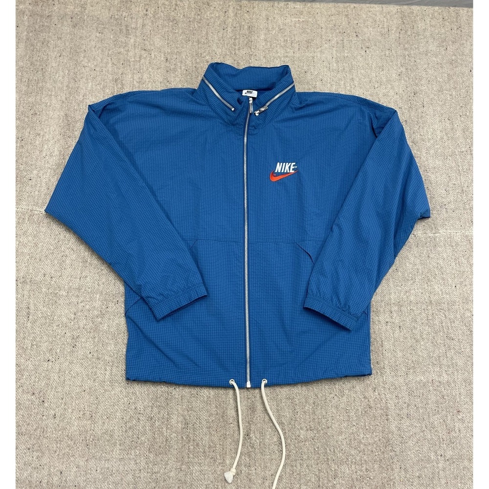 Nike Checkered Windbreaker Men Small Blue Retro